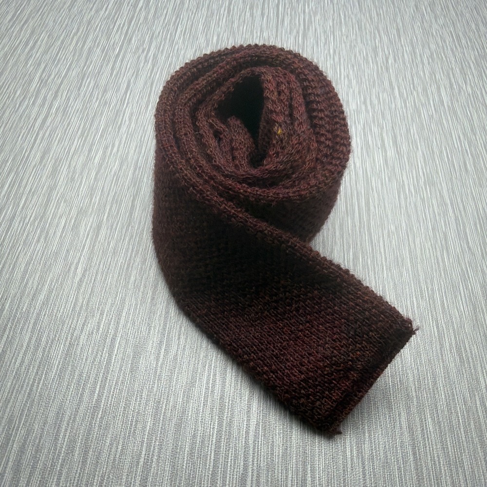 Vintage Pierre Cardin Knit Tie Burgundy Wool Skinny Narrow Necktie